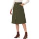 thumbnail image 4 of INSPIRE CHIC Falda Midi de Pana de Cintura Alta para Mujer, Línea A, con Botones al Frente, Plisada, con Cinturón y Bolsillos Verde S, 4 of 6