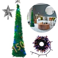 Genérico - Set Navidad 100 Luces Led + Arbol Plegable 150 Cm + Estrella