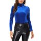 thumbnail image 1 of INSPIRE CHIC Top de Cuello Simulado de Terciopelo Elástico para Mujer, Blusa Suave de Manga Larga para Otoño Invierno M Azul Real, 1 of 6