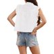 thumbnail image 3 of CURVY GLAM Blusas casuales de verano para mujer con botones, cuello con solapa y mangas con volantes XL Blanco, 3 of 6