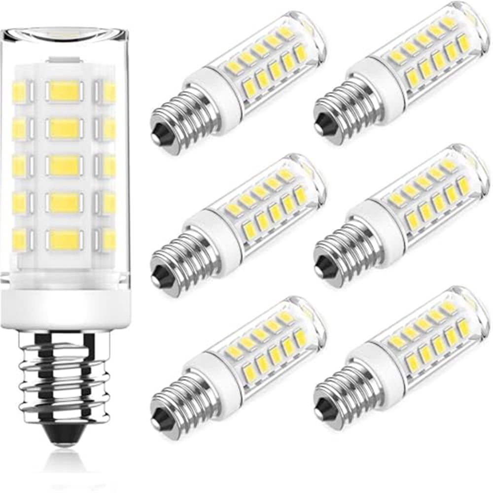 Xusx111 - E12 Led Bombilla, Mini Base De Candelabra, 5w (equivalente), 5000k Luz Diurna Blanca No Dimmable, Bombilla Pequeña T3 / T4 Para Ventiladores De Techo Y Lámparas, Paquete De 6