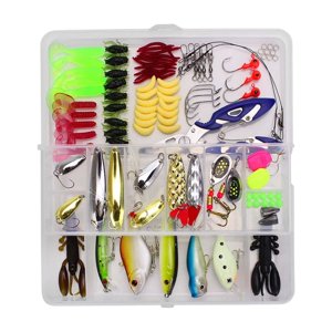 Ioensy - 101 Uds. Kit De Aparejos De Señuelos De Pesca Crankbaits Equipo De Pesca Caja De Aparejos De Gusanos Blanco