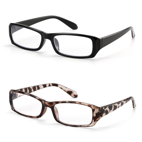 Gafas de lectura BYEYEXU +5.00 negro/leopardo (paquete de 2)