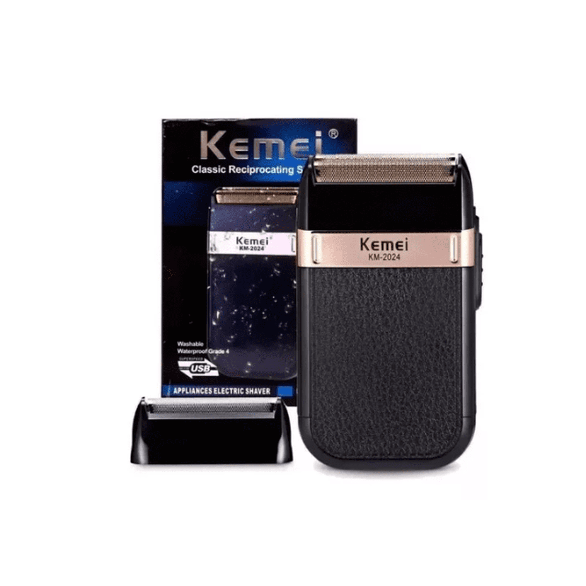 Máquina Afeitadora Kemei Km-2024 Negra Color Negro