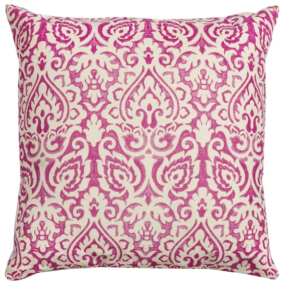 Almohada decorativa Rizzy Home T10481 con relleno de plumas de 55 x 55 cm, color rosa, blanco y rojo