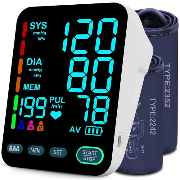 Monitor de Presión Arterial OWNQOBE con Brazaletes de Doble Tamaño