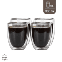 Set 4 Vasos Vidrio Doble Pared 300 Ml Home Logics 1 Un