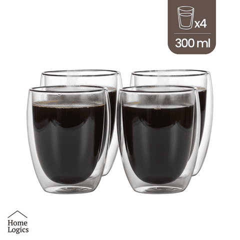 Set 4 Vasos Vidrio Doble Pared 300 Ml Home Logics 1 Un