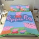 thumbnail image 1 of Peppa Pig Conjunto de sábanas temático, trío de piezas, cómodo y amigable con la piel, diseño único, regalo de decoración para el hogar para familiares, amigos y fans, 90 cm * 190 cm, 1 of 6