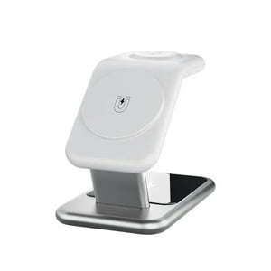 Genérico - 3 En 1 Soporte Cargador Inalámbrico Magnético Para Iphone 16 15 14 13 12 Pro Max/Iwatch/Airpods, Estación De Carga Rápida-Blanco