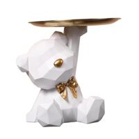 Bothyi - Estatua De Oso Contenedor De Artículos Diversos Figura En Miniatura Novedad Creativa Con Bandeja Blanca