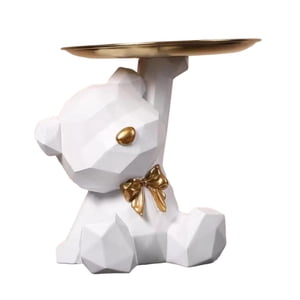 Bothyi - Estatua De Oso Contenedor De Artículos Diversos Figura En Miniatura Novedad Creativa Con Bandeja Blanca
