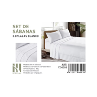 Todostore - Set De Sabanas 2.0 Plazas Color Blanco 150 Hilos 2 Funda De Almohada