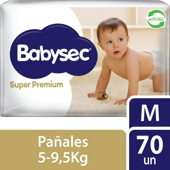 Pañales de Bebé Babysec Super Premium Cuidado Total 70 un M