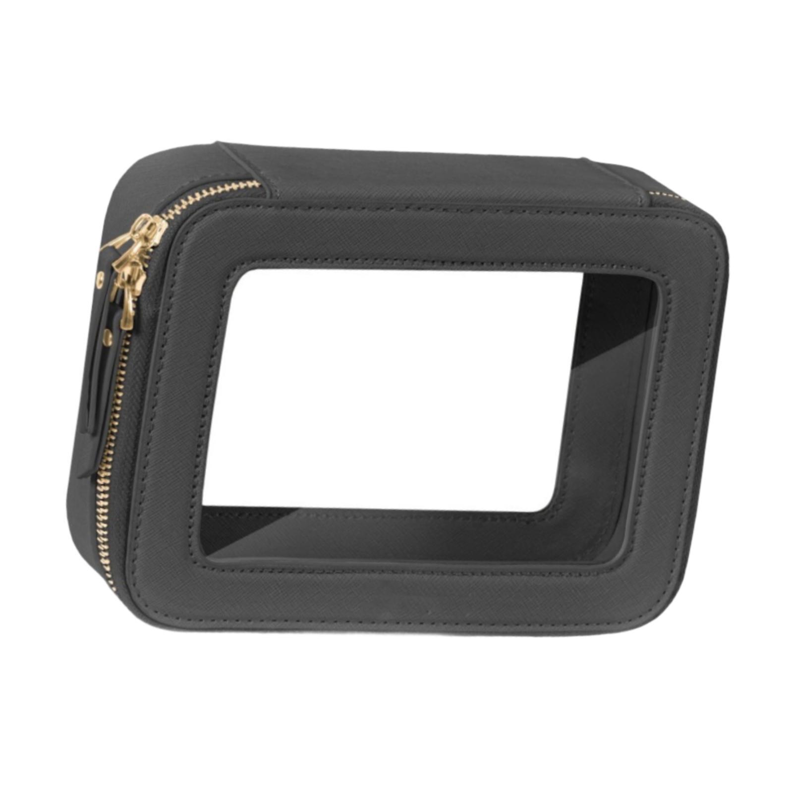 Magideal - Bolsa De Maquillaje Transparente, Organizador De Cosméticos, Organizador De Maquillaje Pequeño Con Ventana Transparente, Bolsa De Artículos De Tocador Negro
