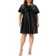 thumbnail image 1 of Vestido Formal de Talla Grande para Mujer Agnes Orinda Cuello Redondo Metálico Manga Corta Fiesta Clubwear Vestidos Sueltos Mini Camiseta 1X Negro, 1 of 8