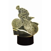 Lelumania - Lampara Ilusion 3D Ciclista De 7 Colores, Base Touch