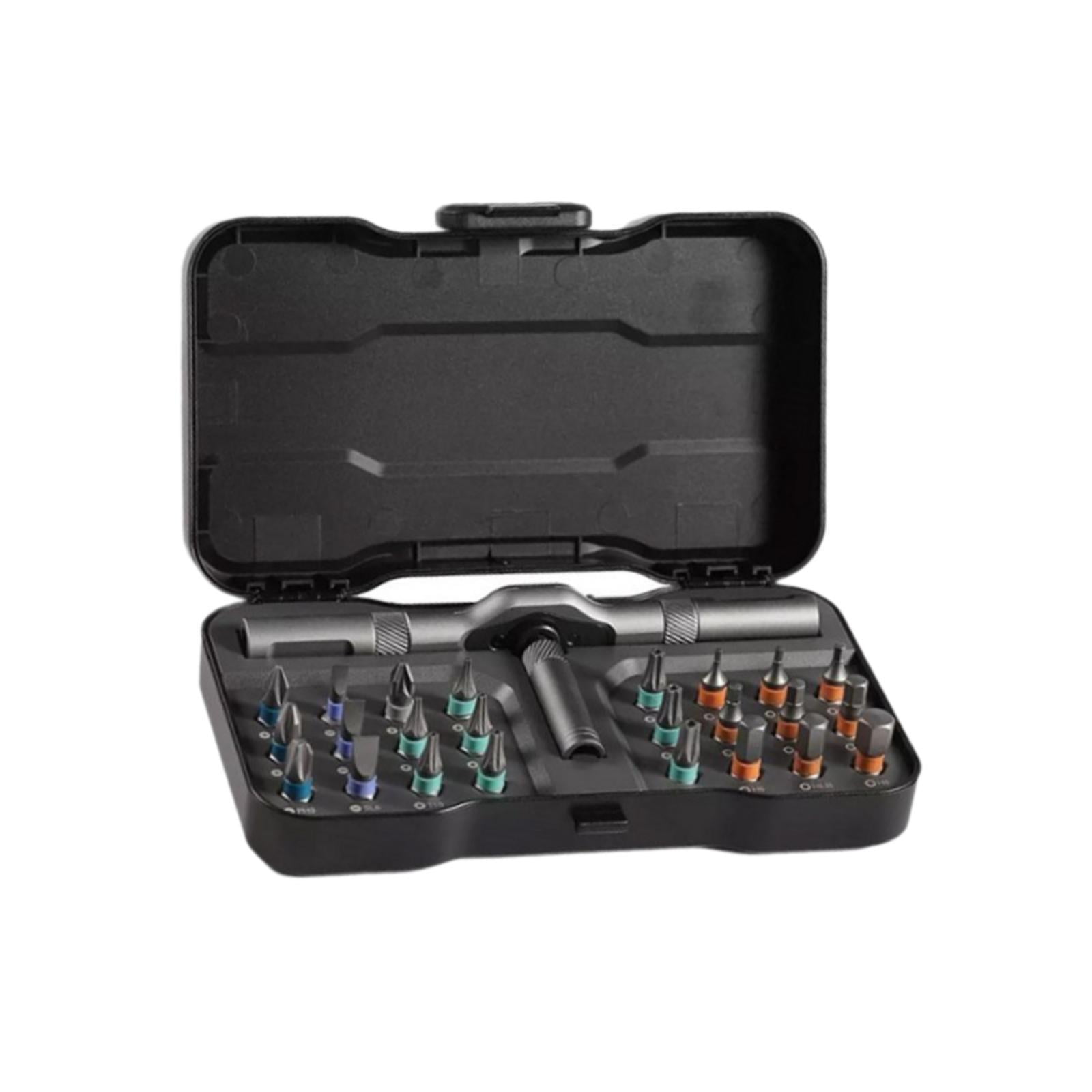 Magideal - 24 En 1 Ratchet Destornillador De Destornillador Profesional Portátil Con Estuche De Transporte Con Mango Desmontable Herramienta De Reparación Sólida