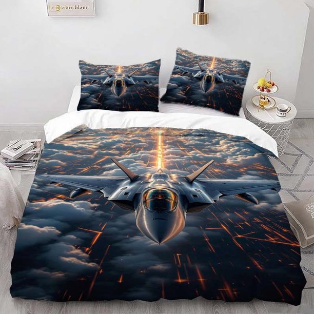 Fighter Jet Flying High Altitude Themed Bedding Set Soft and Comfortable Ideal for All Seasons