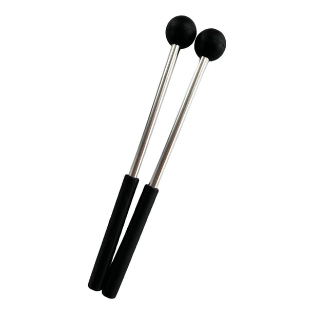 2 piezas de baquetas de percusión con cabeza de goma, mazos de batería portátiles de 8,66 pulgadas, varilla de metal para Glockenspiel, carillón, xiló negro