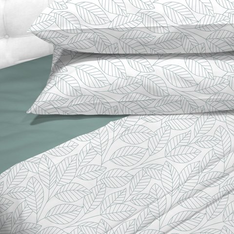 Sabanas Andes 180 Hilos Estampada Hojas Turquesa 1.5 Plazas