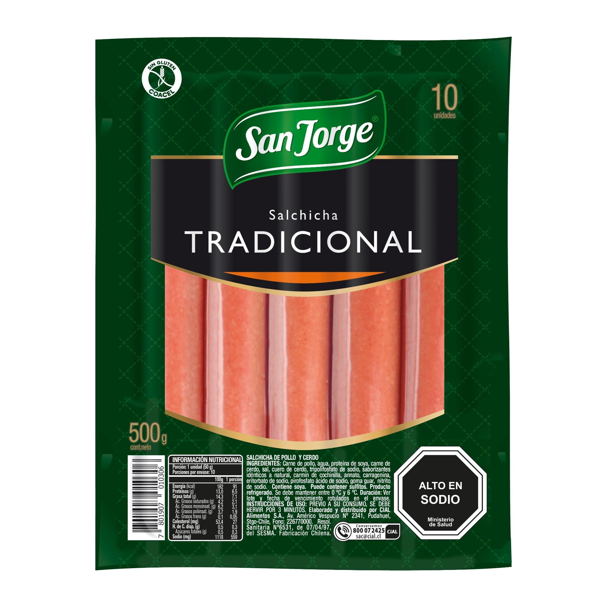 Salchicha De Pollo Y Cerdo Tradicional 10 Un 500 g San Jorge