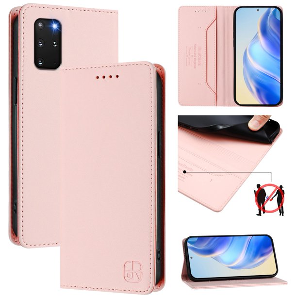 Funda Billetera con Soporte para Samsung Galaxy S20 Plus Bloqueo RFID Plegable Rosa