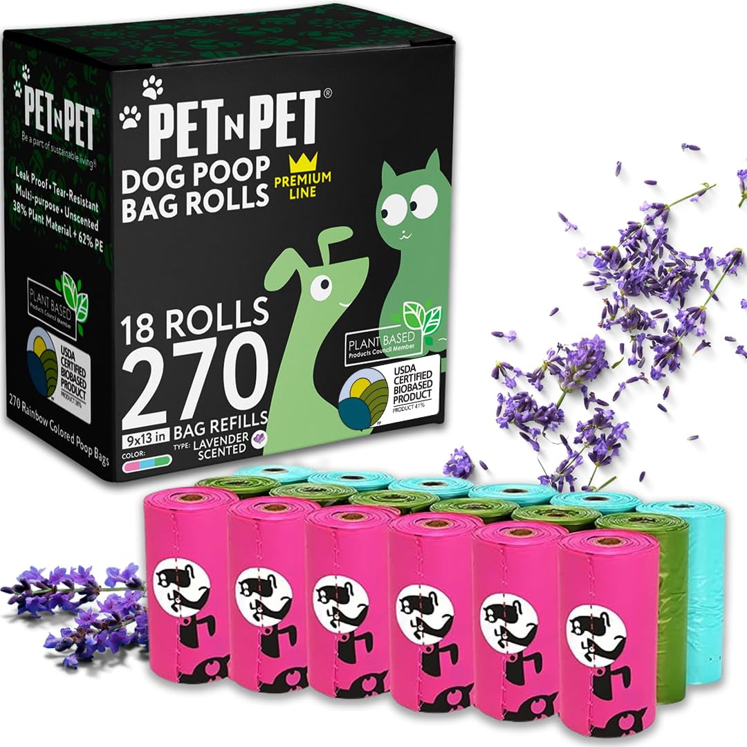 Bolsas Para Excremento De Perro Pet N Pet, 270 Rollos Con Aroma A Lavanda