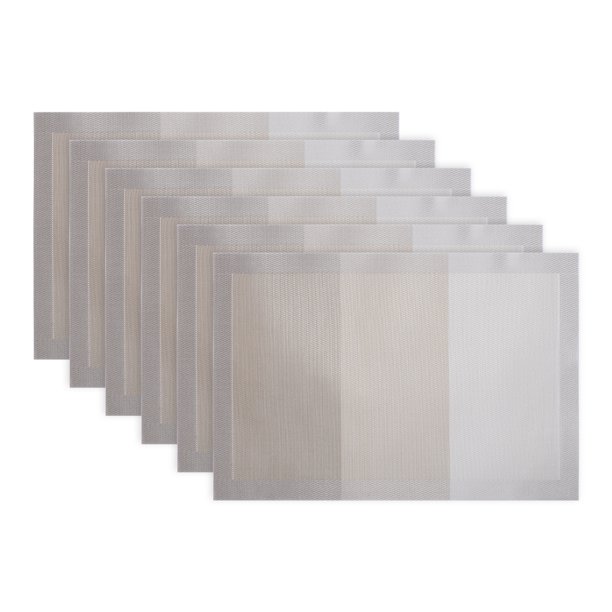 REGALWOVEN Manteles Rectangulares 6 Paquete Manteles de Plástico con Gradiente para Cocina y Comedor Lavables Resistentes al Calor Manteles de Mesa Limpiables Oro 17.7x11.8 pulgadas
