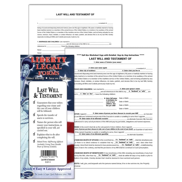 Kit de Testamento y Última Voluntad Permacharts EE. UU. Formularios Legales – Hazlo tú mismo