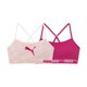 thumbnail image 1 of Bra Puma para niñas, paquete de 2 unidades, sin costuras, nailon y elastano, rosa brillante, 1 of 5