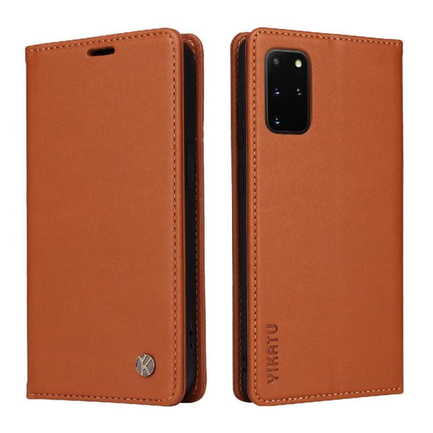 Funda Billetera de Cuero para Samsung Galaxy S20 Plus con Tarjetero y Soporte - Tapa Magnética Marrón