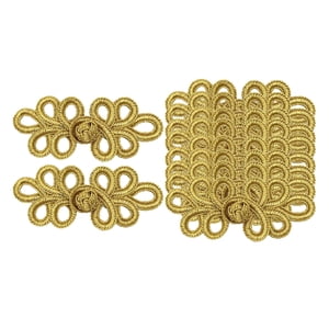 Bothyi - 10 Pares De Nudos Chinos, Botones De Rana, Sujetadores De Cierre De Costura, Capa, Traje, Abrigo Dorado