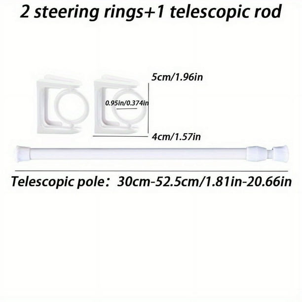 2pcs Steering Rings / 2pcs Steering Rings + 1pc Telescopic Rob, Multifunctional Rotatable Ring Hooks, Free-Punching Strong Adhesive Sticky Hook, Towel Rod, Fixed Bracket, Telescopic Rod, Curtain Rod H
