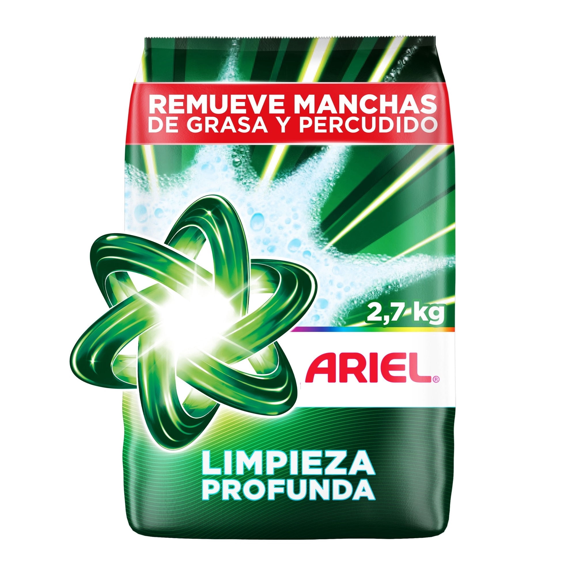 Detergente en Polvo Ariel Limpieza Profunda 2.7kg Remueve Manchas, 2.7 kg