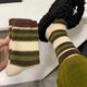 thumbnail image 2 of suxuMhao Calcetines a Rayas con Bloques de Color, 5 Pares de Calcetines hasta la Pantorrilla, Calcetines Térmicos Retro Suaves y Esponjosos, Color Verde/ Marrón/ Blanco, Talla Única Que Se Ajusta a, 2 of 2