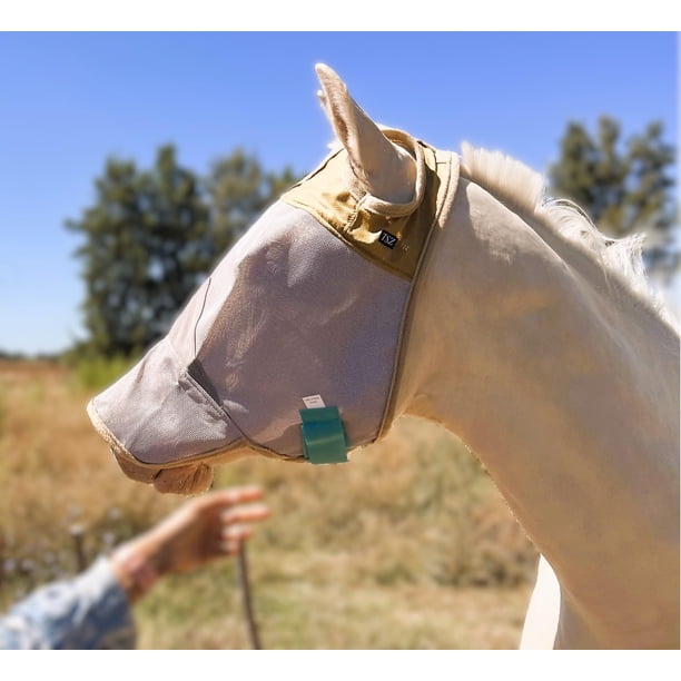 Mascara antimoscas para caballo The Sunny Zebra estándar con cubrenariz y protección UV 70%