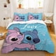 thumbnail image 1 of v1386 Bed Sheets Duvet Cover Stitch Lilo Heart To Heart Love for A Lifetime Soft and Comfortable Children's Room Decoration Single Double Bed 3-Piece Bedding Set (1 Duvet Cover + 2 Pillow Shams) Bed S, 1 of 5