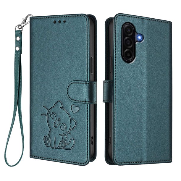 Funda Billetera con Espacio para Fotos para Samsung Galaxy A36 5G, Verde Oscuro