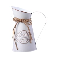 Magideal - Jarra De Hierro Florero Vintage Jarrón Rústico Metálico Con Asa Para Flores Artificiales Diseño Francés Adecuado Para Regalo Decoración Sala Balcón Of Blanco