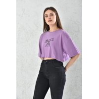 Home Fashion - Polera Mujer Morada Crop Manga Corta Talla S