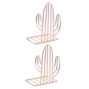 Magideal - Extremos De Libro De Metal Soporte De Libro Estantería Tapón Titular Organizador Decoración Artesanía De Hierro Estantes De Escritorio Para Dormitorio Oro Rosa