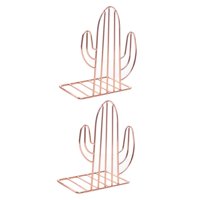 Magideal - Extremos De Libro De Metal Soporte De Libro Estantería Tapón Titular Organizador Decoración Artesanía De Hierro Estantes De Escritorio Para Dormitorio Oro Rosa