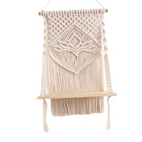 Magideal - Estante De Decoración Para Colgar En La Pared De Macramé, Estantes De Madera Flotantes Para Exteriores, Estantería Decorativa Hecha A Mano Con Cuerda,
