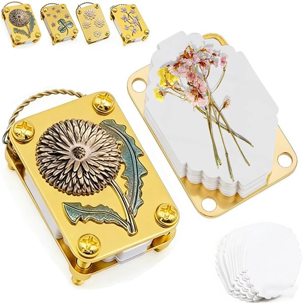 Mini prensa flores llavero kit con 20 papeles portátil flores miniatura secado arte