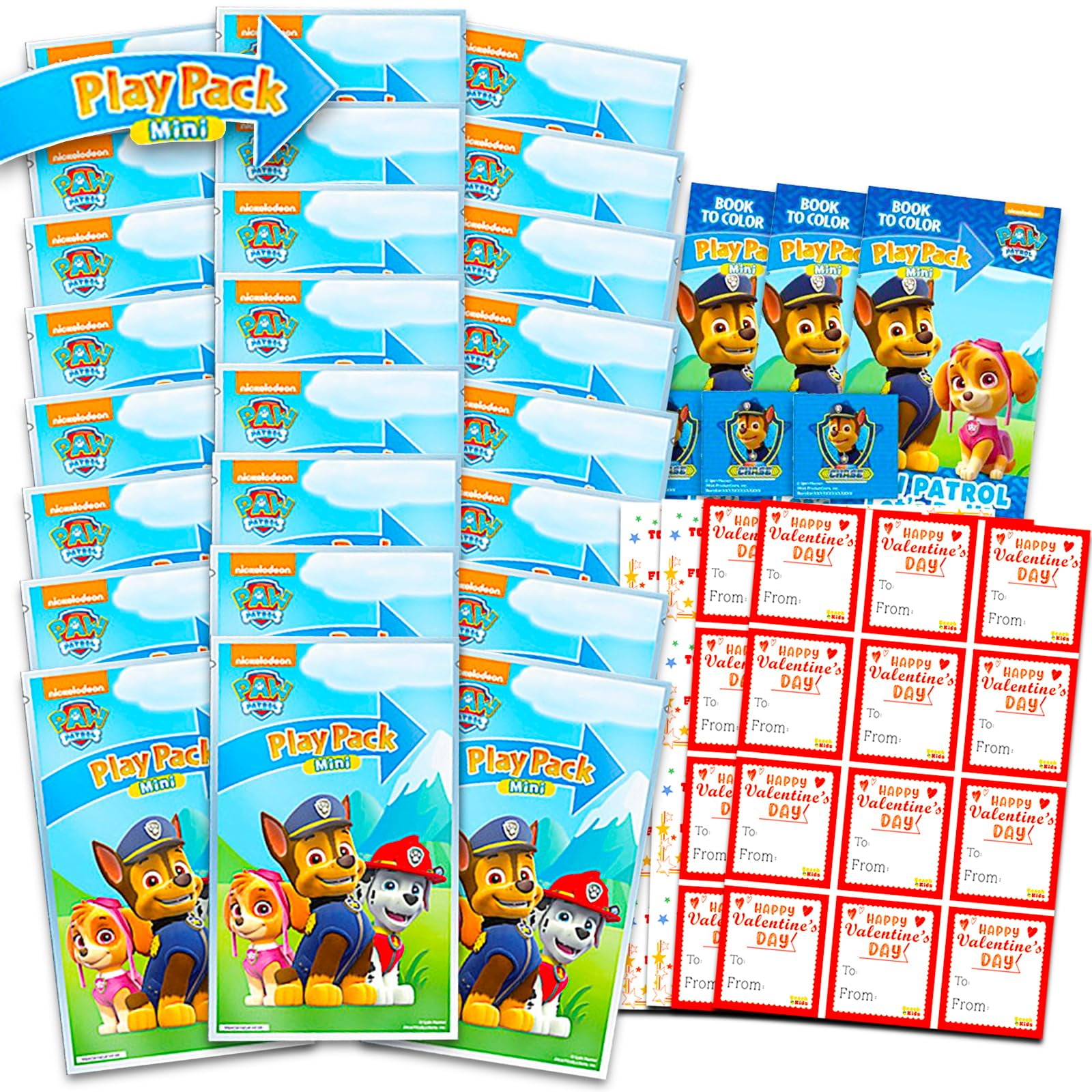 Paquete De 24 Mini Libros Para Colorear De Paw Patrol Para El Día De San Valentín
