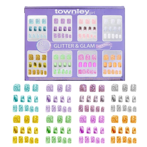 Uñas postizas Townley Girl 96 piezas Brillo y Glam