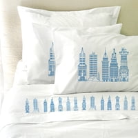Tuyo Print - Juego De Sábanas King Edificios Azules