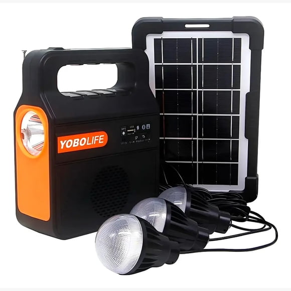 Kit Emergencia Solar Luces Led Radio Recargable 3 Ampolletas Kit Camping Cargador De Celular Radio Panel Solar 2RL YOBOLIFE