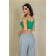 thumbnail image 2 of Saronite Top Corto de Tirantes Finos con Cuello Halter y Canalé Liso, Verde (para Mujer), 2 of 5